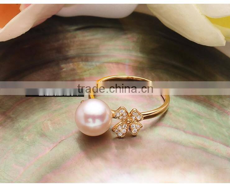gemstone ring AAA akoya8-9mm golden/white engagement rings