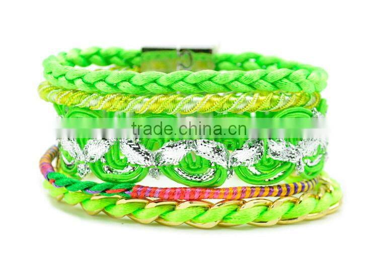 2015 New Arrival Fashion handmade braided brazil style French magnetic clap friendship zircon bracelets