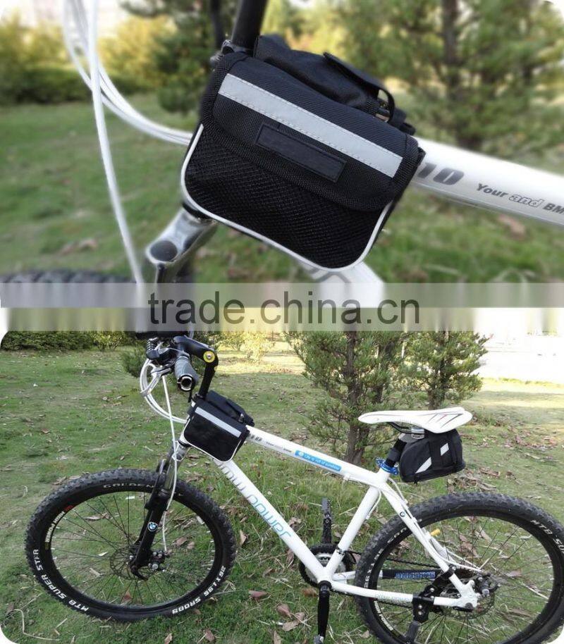 Custom riding bike saddle bag with reflective stripe