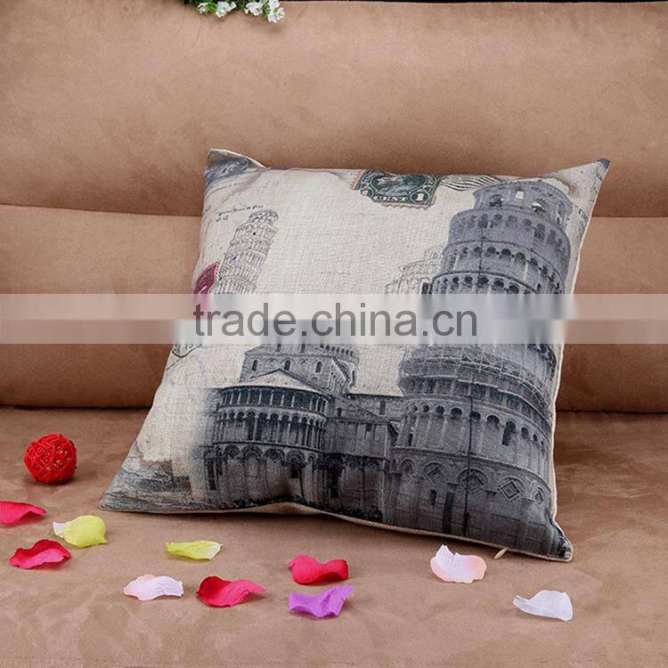 2015 europeanism leaning tower Pisa cotton and linen hold pillow Sofa cushion cover home furnishing hold pillow