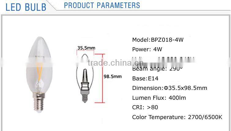 High efficency low price transparent cover carbon led filament lamp