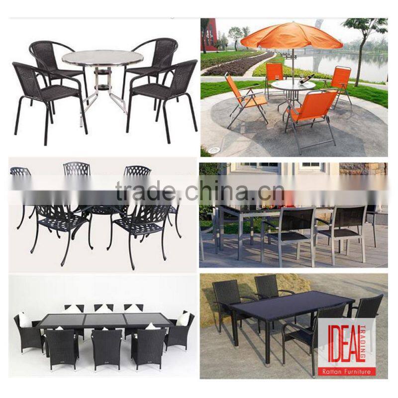 Hot Sale Outdoor PE Ratten wicker Full Woven Of Table Top Rectancle Dining Table dining set