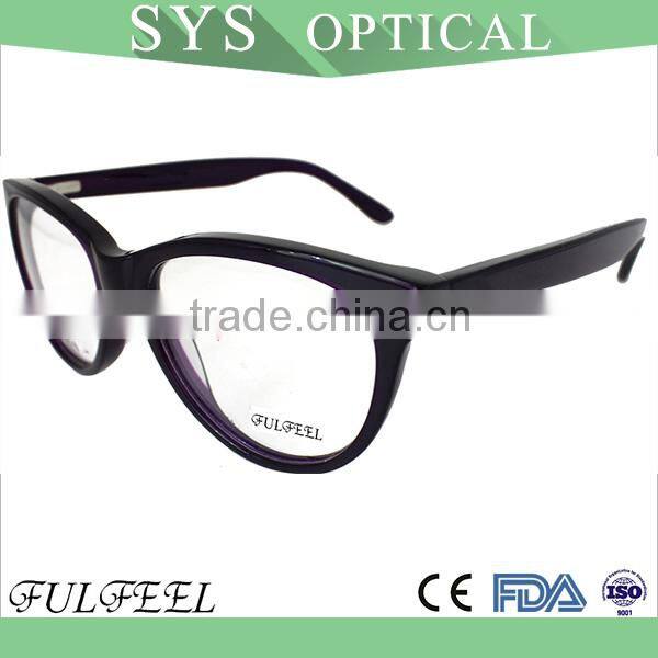 Lady simple style best quality cat shape acetate eyeglasses frame 2015