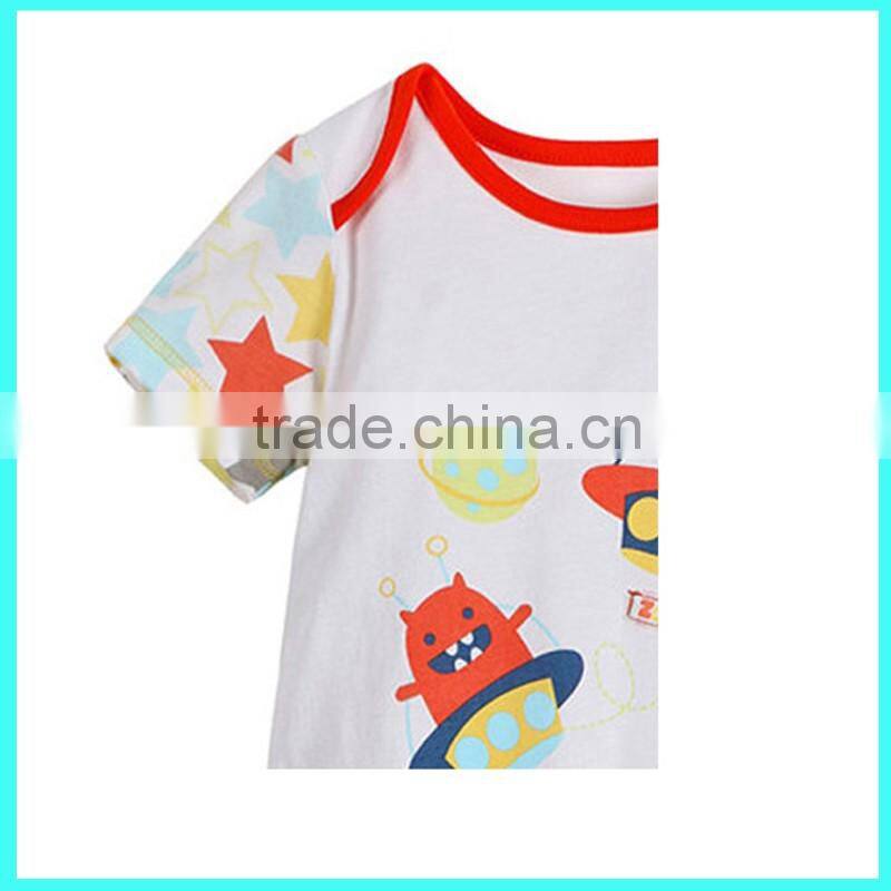 High quality newborn infant fashion short sleeve baby romper with print