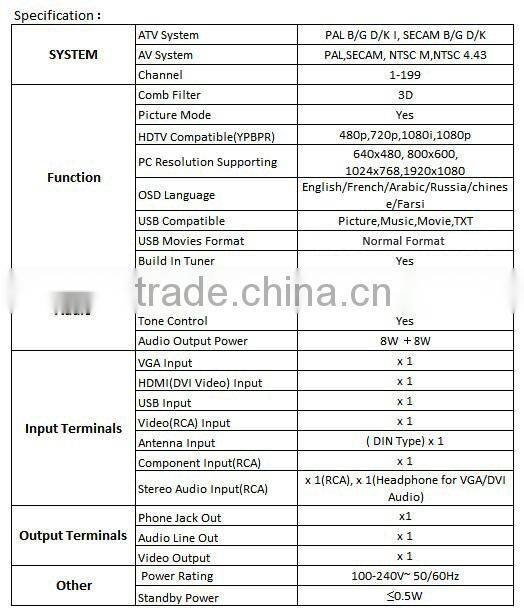 18.5"19.5",21.5",23",23.6",24",32",36.5",37",39",40",,41.6",42"E LED TV