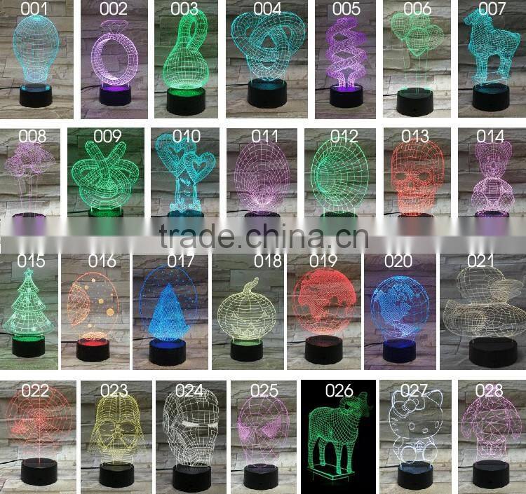 3D Optical Night Light Sponge Baby 7 RGB Light Colors 10 LEDs AA Battery or DC 5V Mixed Lot