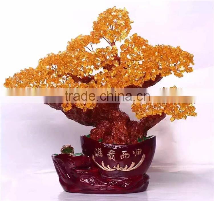 Natural Citrine Crystal Tree China Feng Shui Ornaments