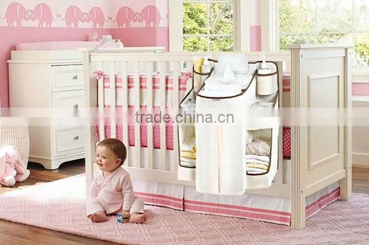 Baby Item Hanging Organizer Bag Baby Crib Side Storage Bag With Compartment