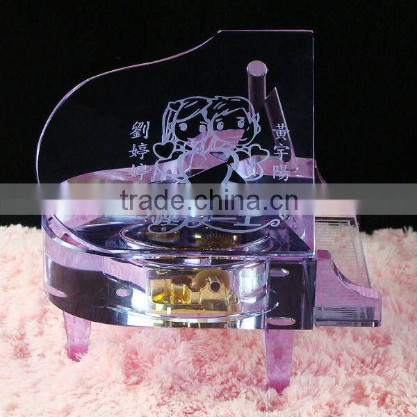 hot selling Crystal Music Box glass musical instrument for gift or Christmas decoration