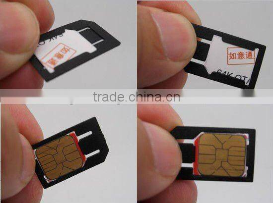 2015 new design Nano SIM to Micro Standard Card Adapter for iPhone 5 Black make in factory