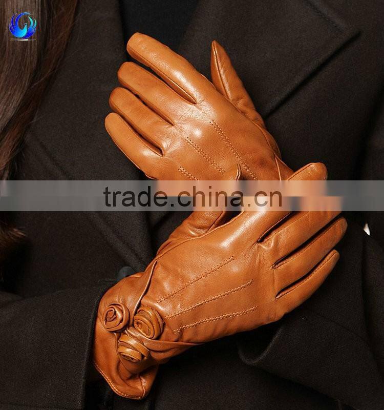 Fashion ladies goatskin tight leather gloves women