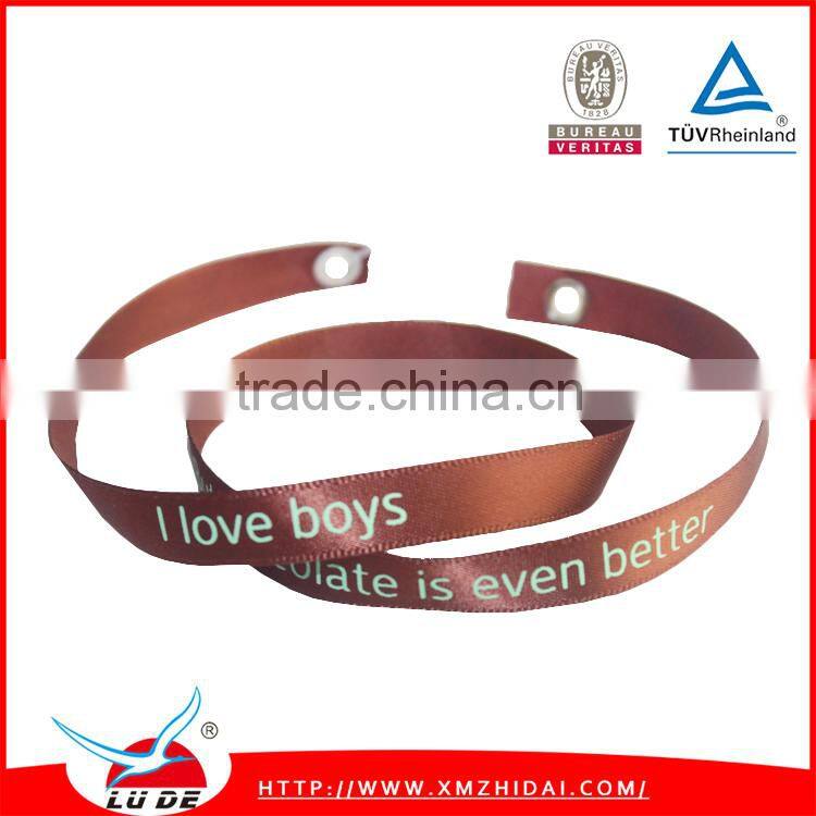 2015 wholesale custom printed personality satin ribbon bracelet