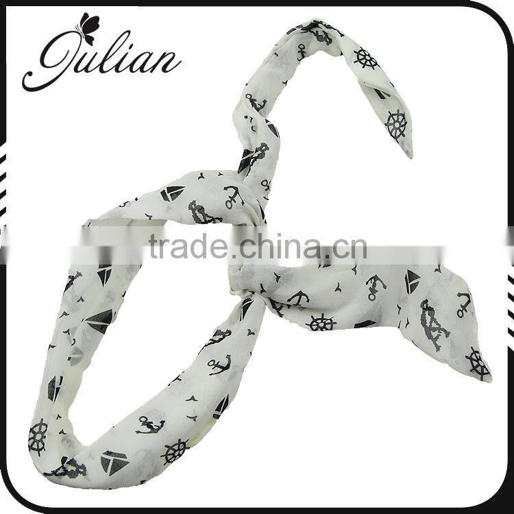 Fashion Bandana Chiffon Dolly Bow Headband,Flexible Wire Twisted Hair Band,Rabbit Ears Bow Headwrap For Girls FHEHA0236
