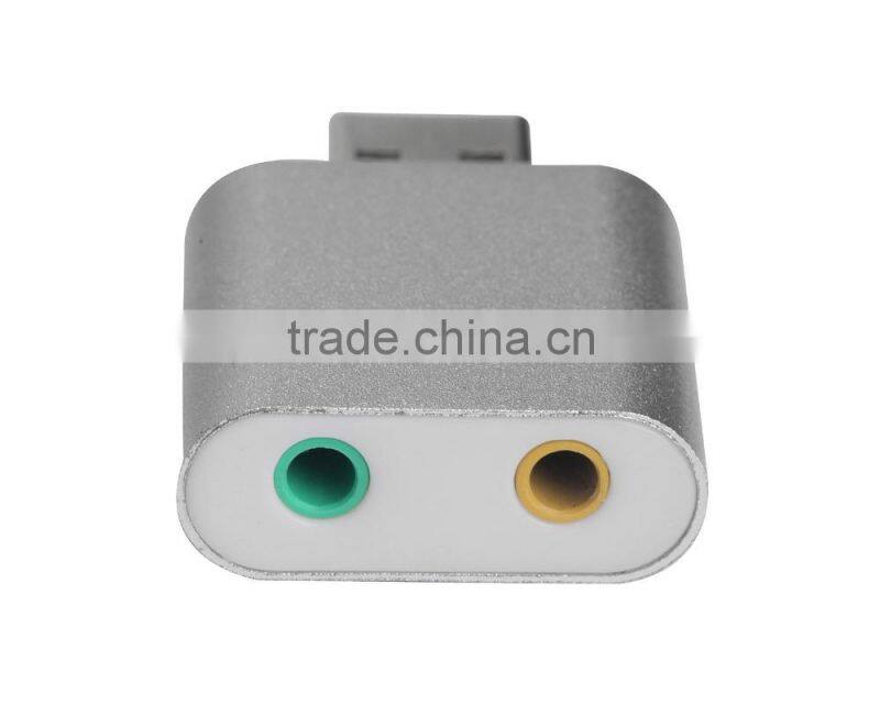 External USB2.0 to 3D Virtual Audio suond card Aadapter 7.1 CH with 3.5mm Stereo Headphone/Speaker and Mono Microphone Jacs