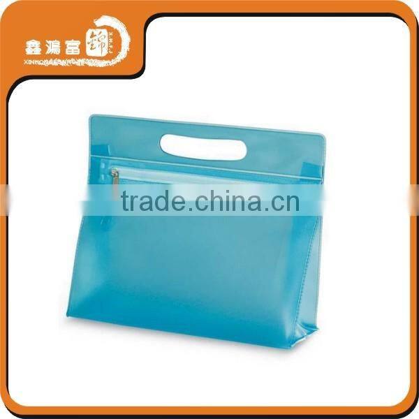 colorful clear transparent cosmetic pvc bag with zipper and handle