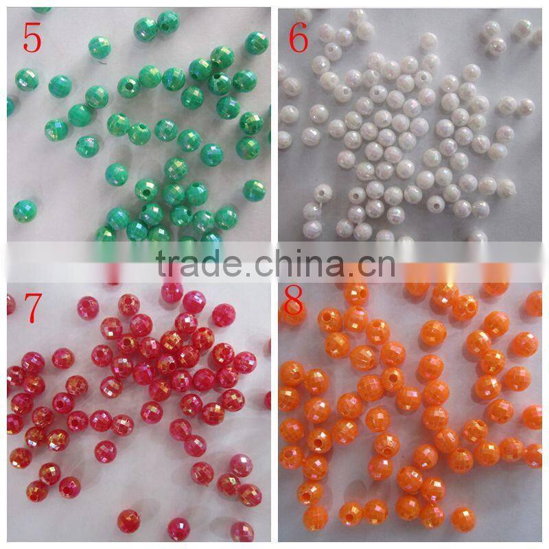 wholesale blue 6mm Bulk chunky acrylic faceted AB earth ball beads