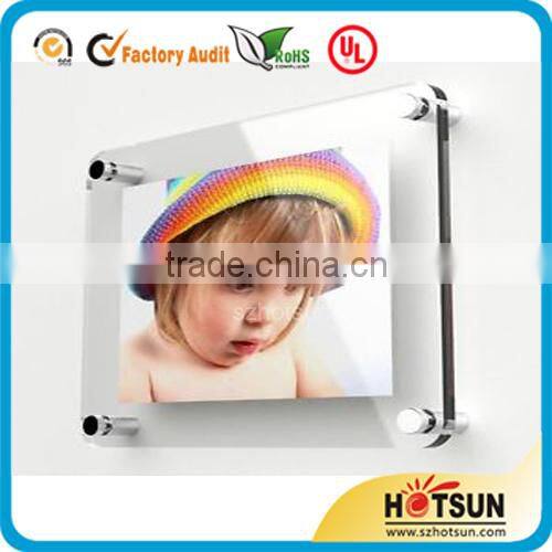Custom screw design acrylic wall mounted photo frame