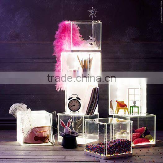 Rechargeable acrylic led ice bucket, square led beer bucket for party