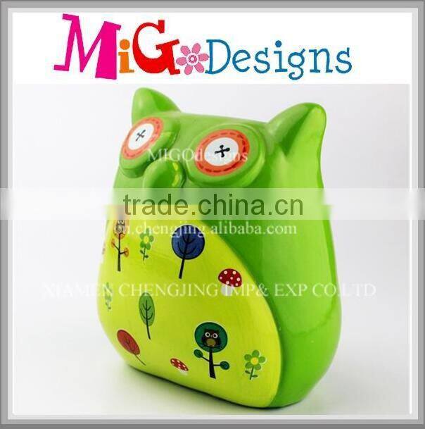 China Supplies Customized Owl Design Piggy Bank For Sale