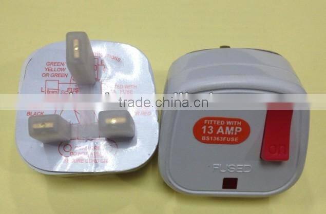 Hot selling cord plug uk 3 pin 13a plug with switch and LED light