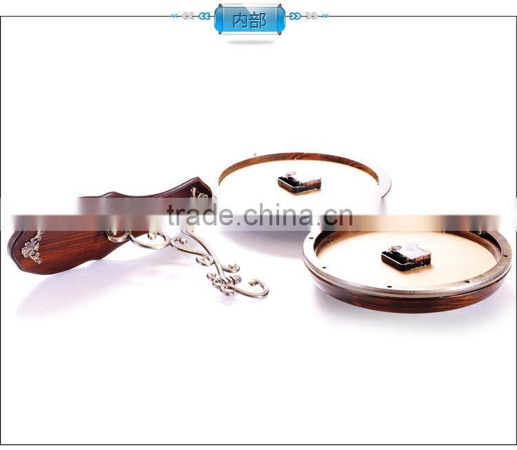 China Home Deocr Wholesale Wood Frame Clock Hanging Double Sided Wall Clocks