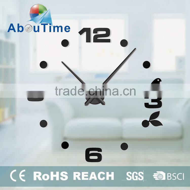 DIY 3D acrylic Mute heart shaped wall clock acrylic wall clock
