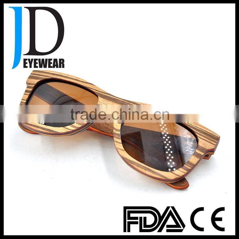 Latest Fashion Flat Top Zebra Wood Frames Stylish Girls Wooden Sunglasses