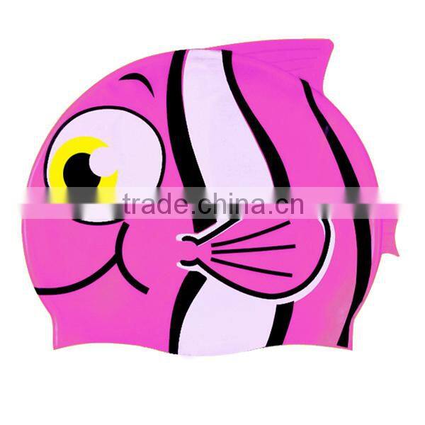 animal print silicon swimming cap,cartoon swim cap hat,children swimming cap