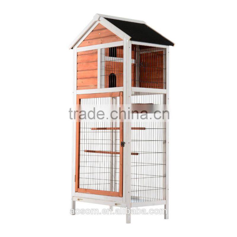 Pawhut 64" Vertical Outdoor Aviary Bird Cage - White/Dark Brown
