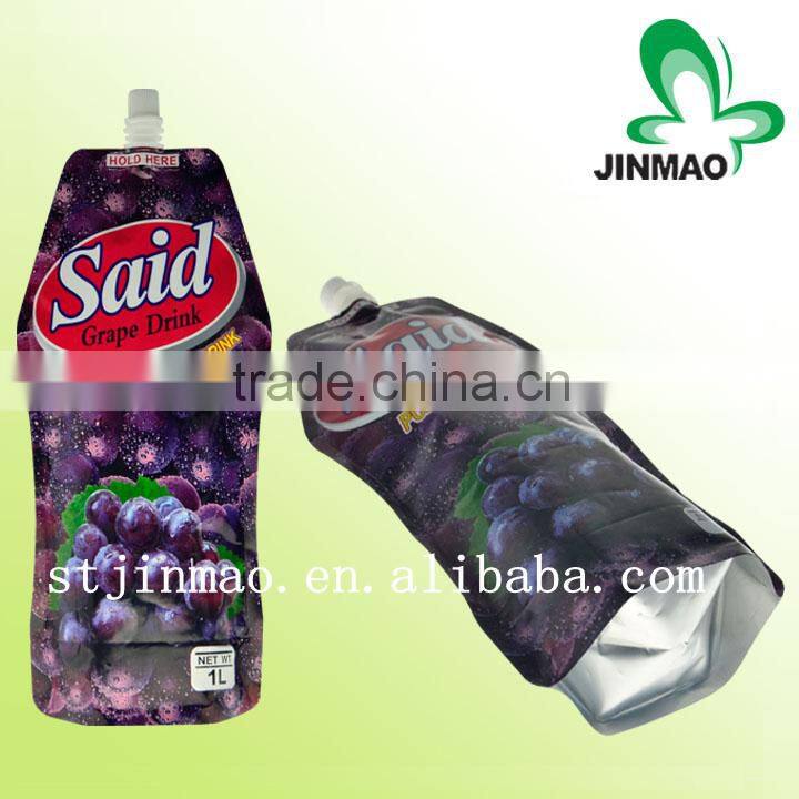 Fancy juice container&clear drink stand up spout pouch