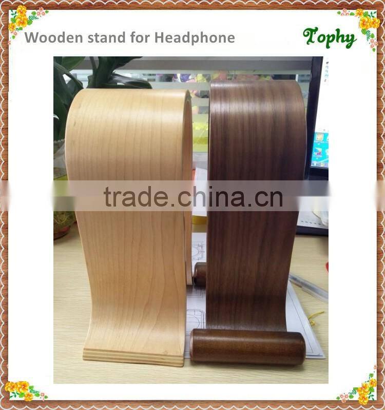 Wooden Headphone Display Stand For Headset Holder, High Quality Headset Display Holder Stand Wooden Headphone Stand