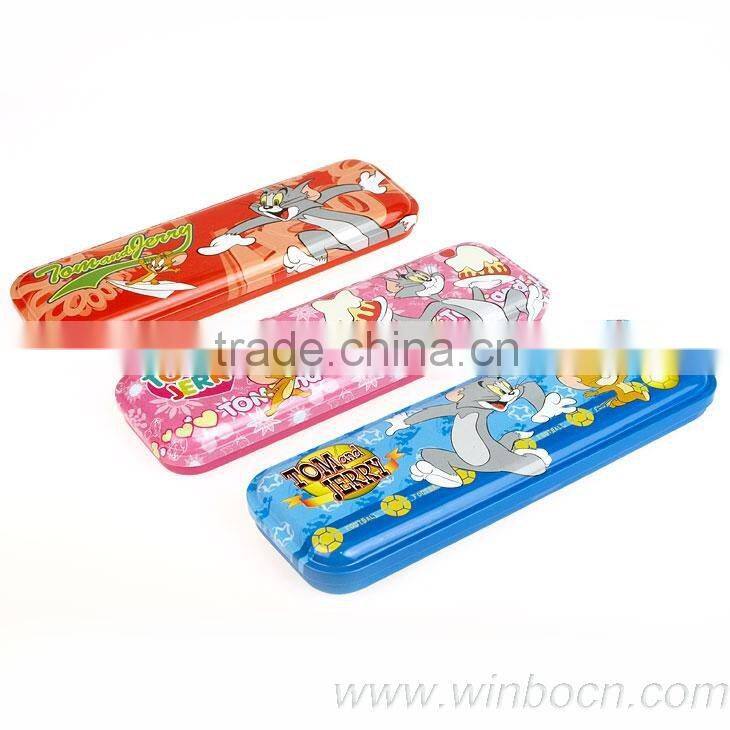 Single-layer cartoon students tin metal pencil case box