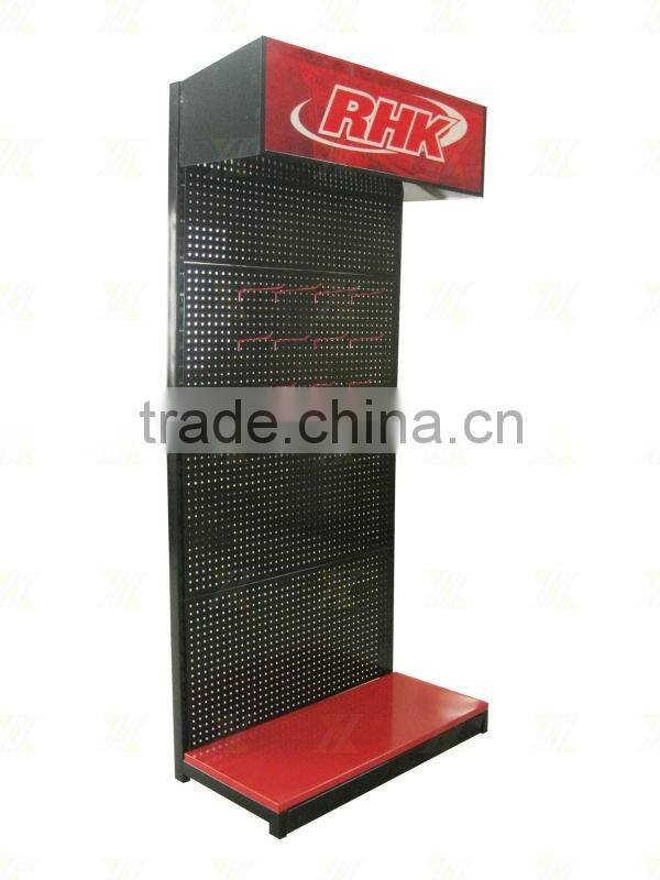 Custom made pegboard metal snacks display stand with hook/counter snacks display rack for supermarket