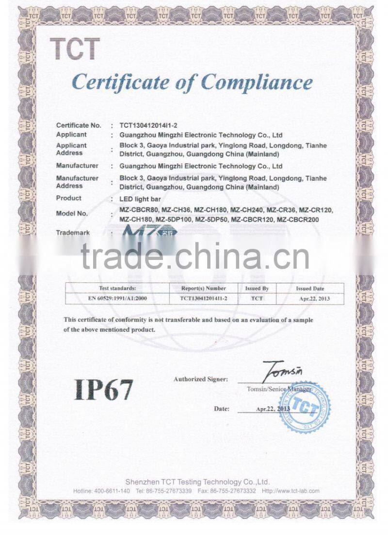 Guangzhou Mingzhi Vehicle Consumer Electronic LED Work Light Narrow Flood Working Lights Bar Made in China