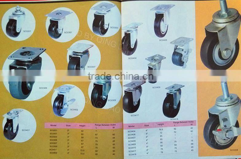 Manufacturer's high quality trundles 3''-12'' Rigid caster Rubber caster wheel for hand carts Truckle of platform trolley