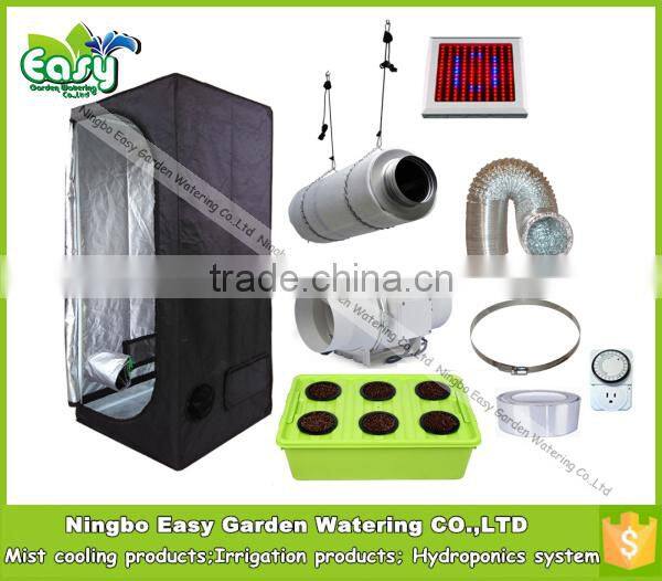 Hydropoinics Complete indoor grow tent kits 80x80x160cm with DWC bucket, LED grow light and ventilation equipment