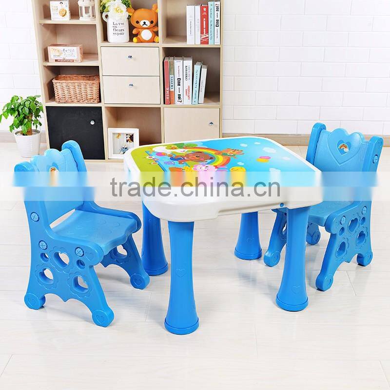 Fashion kids study writing table and chair children's cute plastic table with chair set