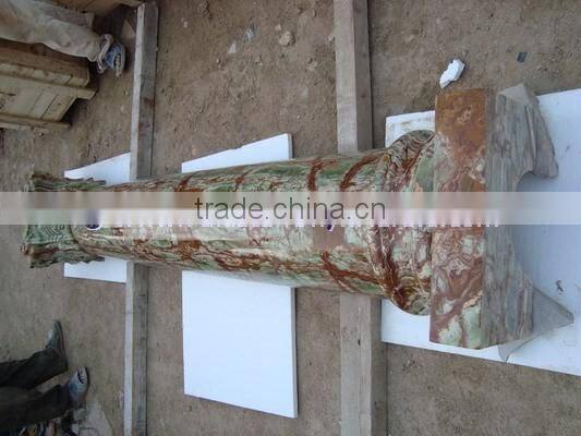 High quality Western DARK GREEN ONYX COLUMNS PILLARS CARVED TOP