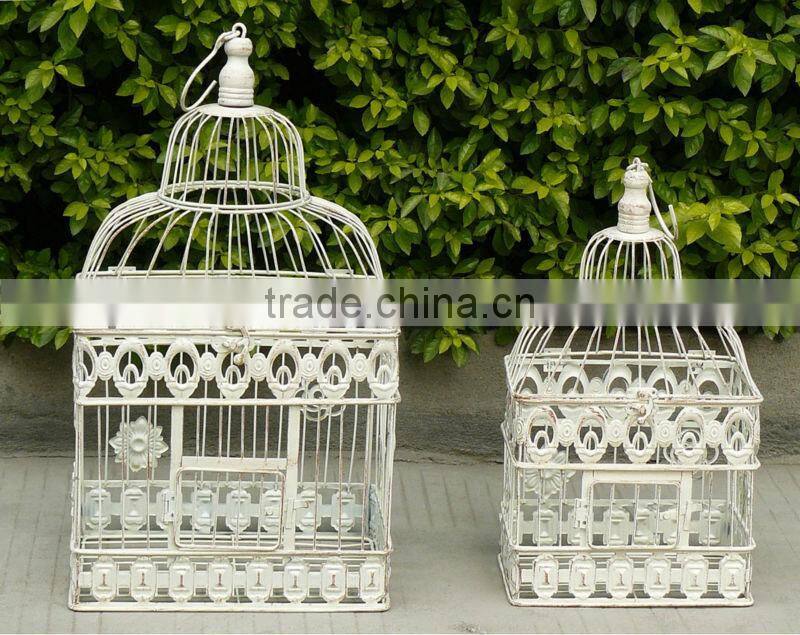 S/2 white round decorative wedding cage