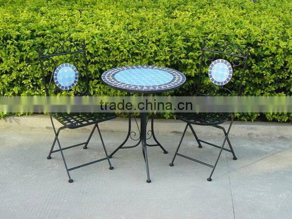 Elegant Outdoor Decorative Mosaic Ceramic Leaf Design Table and Chair Set