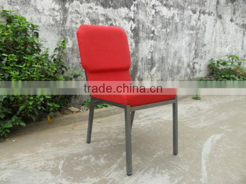 Red color Utility Iron metal with Shaped cotton church chair