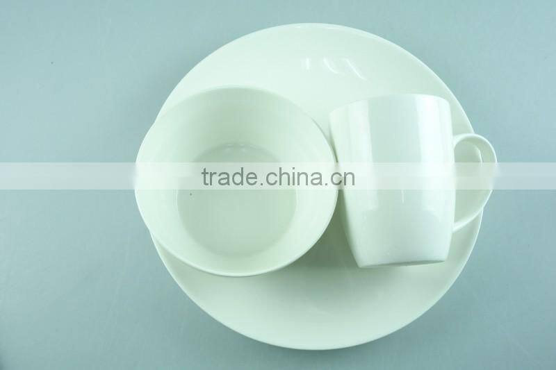 Ceramic white porcelain dinnerware sets 12 pcs / 16 pcs set of dinner plate