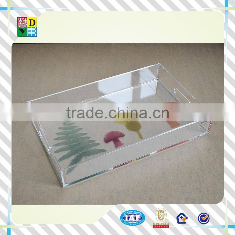 2015high quality custom lucite acrylic trays display hotel use/hot sale simple design acrylic serving tray from China low price