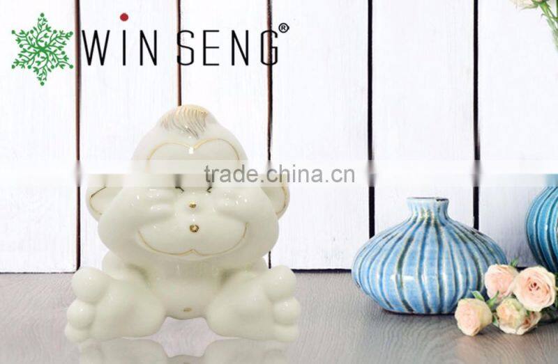 White color ceramic baby wise monkey home decoration