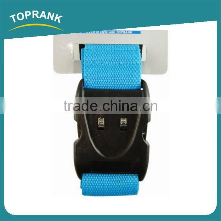 Toprank Custom Design Logo Polyester 2 Digit Tsa Lock Luggage Belt Strap Adjustable Travel Luggage Belt With Lock