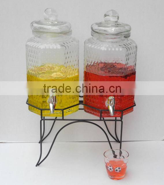 double glass kilner jar waterlight beverage dispenser jar with faucet stand