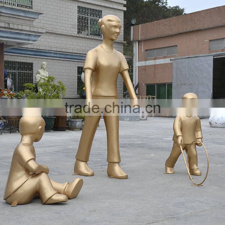Fiberglass children play sculpture statue