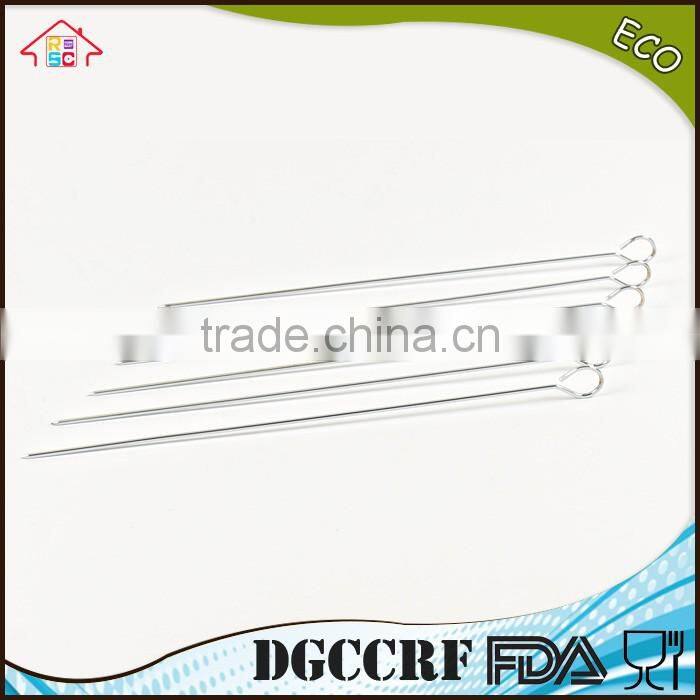 NBRSC Long Flat Metal Chrome Plated BBQ Skewers, Grill / Barbecue Shish Kebab Kabob Skewers