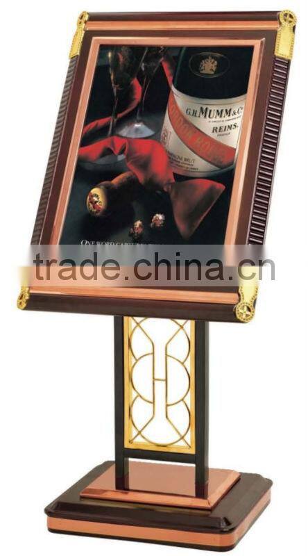 Roman stainless steel hotel poster display stands/ wooden freestanding advertising sign stand/ sample sign board/ banner P-77
