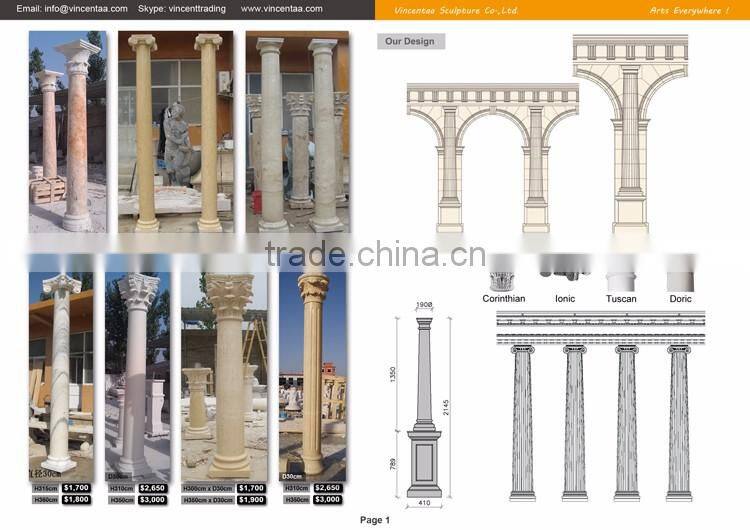 Decoration roman pillar twist marble column